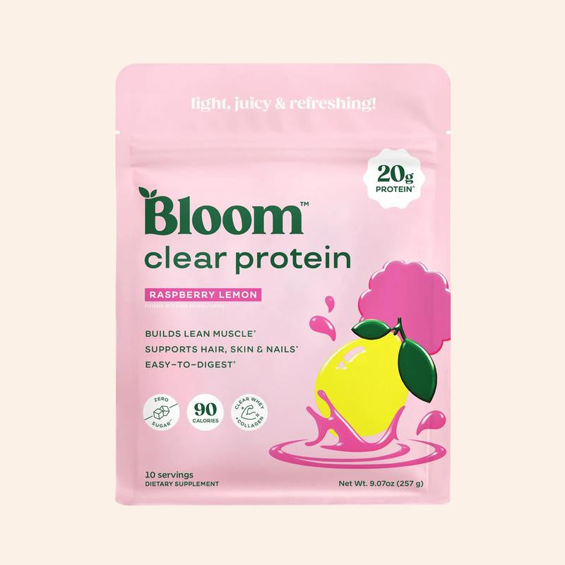 Bloom Nutrition Clear Protein – Clear Whey + Collagen Protein Blend | 20G Protein, 90 Calories, 0G Sugar, Light & Refreshing Fruity Drink | Protein for Women