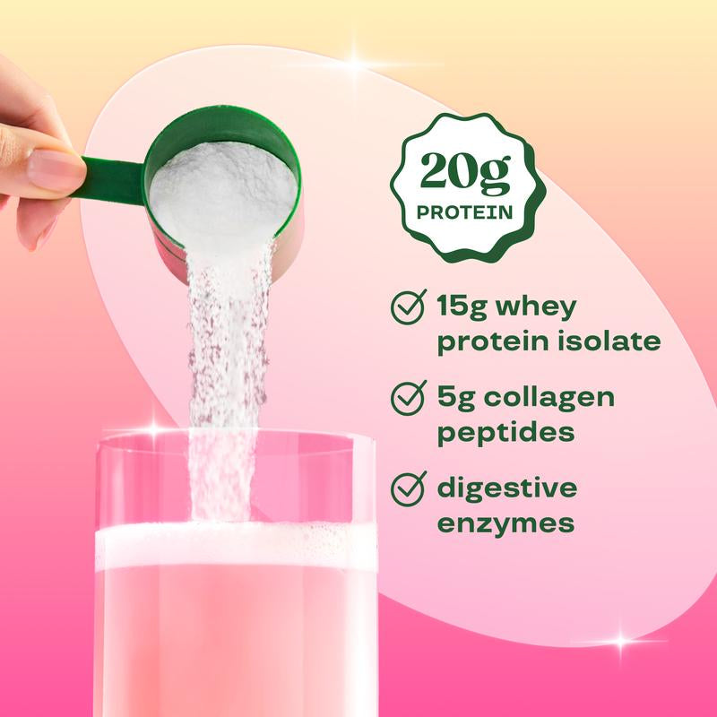 Bloom Nutrition Clear Protein – Clear Whey + Collagen Protein Blend | 20G Protein, 90 Calories, 0G Sugar, Light & Refreshing Fruity Drink | Protein for Women